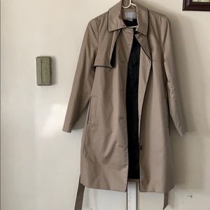 H&M tan trench coat with black trim